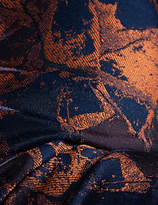 Orange and Blue Silk Brocade 2 Piece Suit