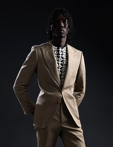 Khaki Cotton 2 Piece Suit